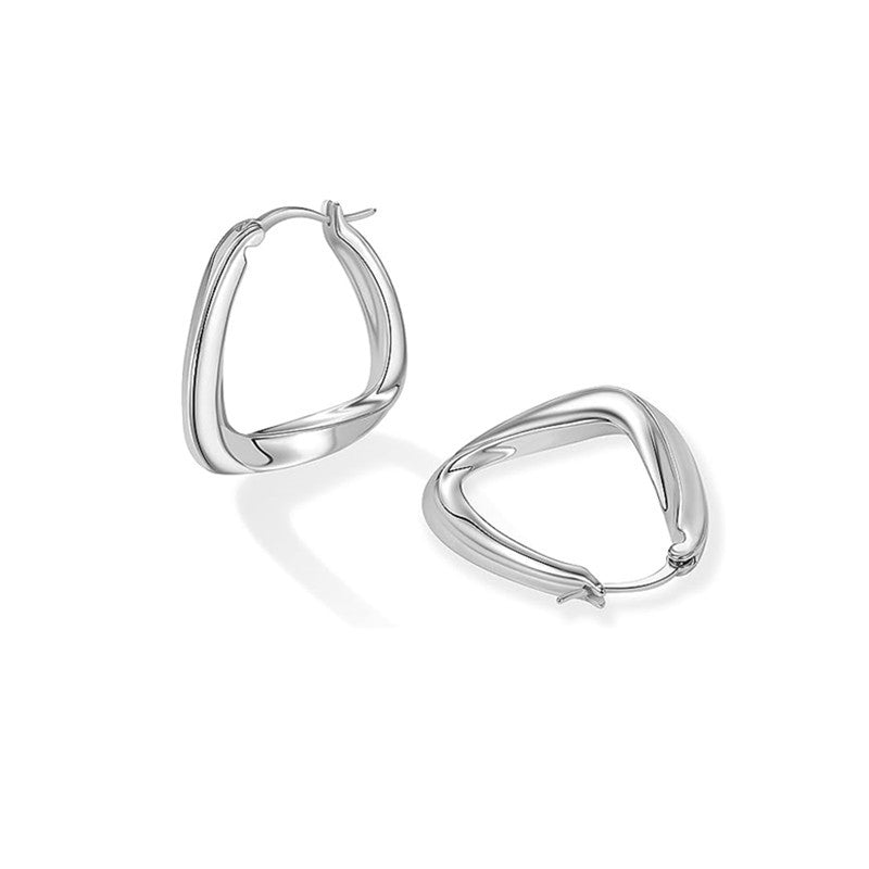 Wholesale Triangular Ring Geometric Möbius Thick Ring Irregular Metal Gold Plated Earrings